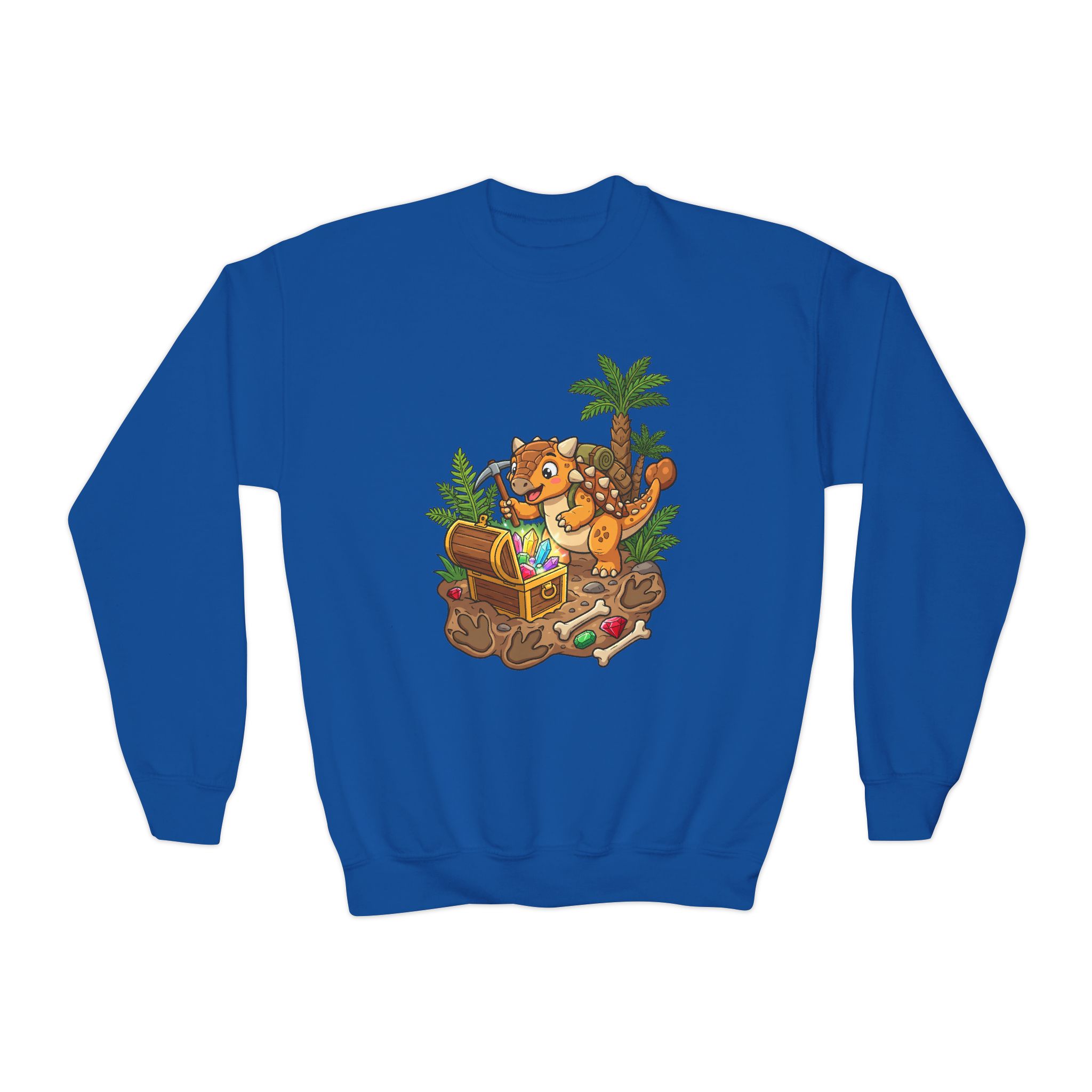 Kids Treasure Hunt Crewneck Sweatshirt — The Great Dino Treasure Hunt Graphics - Image 4