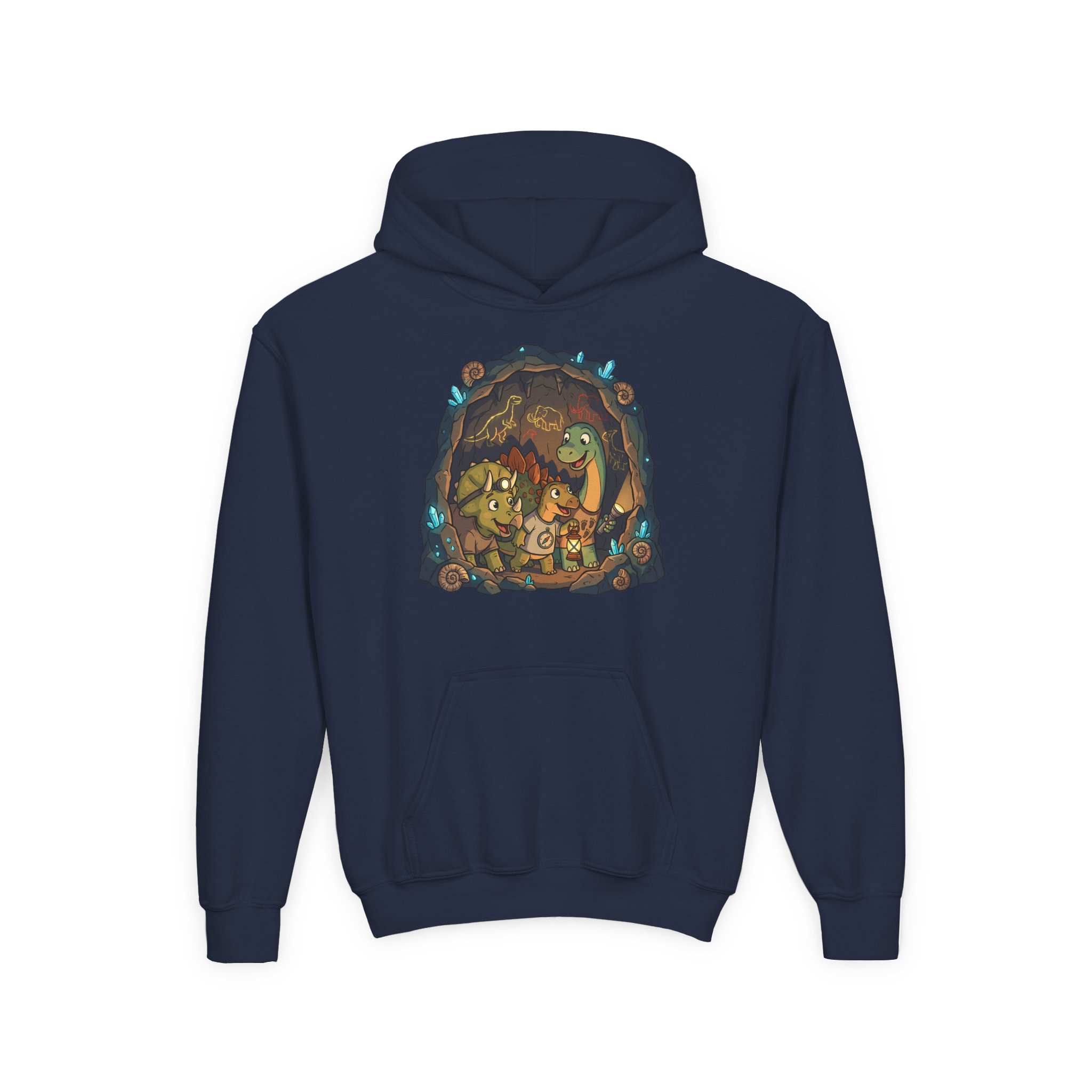 Youth Hoodie — Dino Cave Detectives Graphic