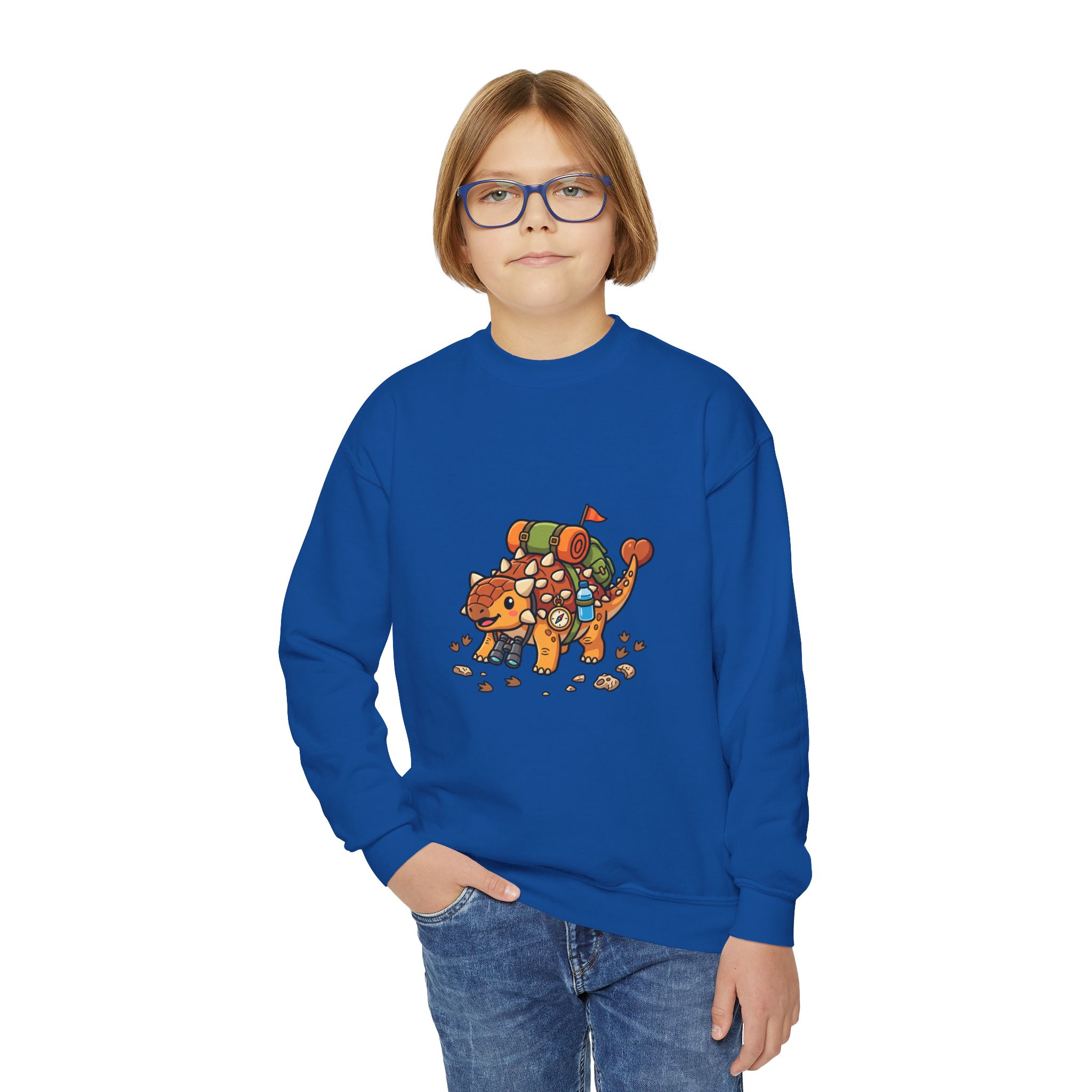 Youth Crewneck Sweatshirt — Ankylosaurus Adventure Gear Kids Pullover - Image 20