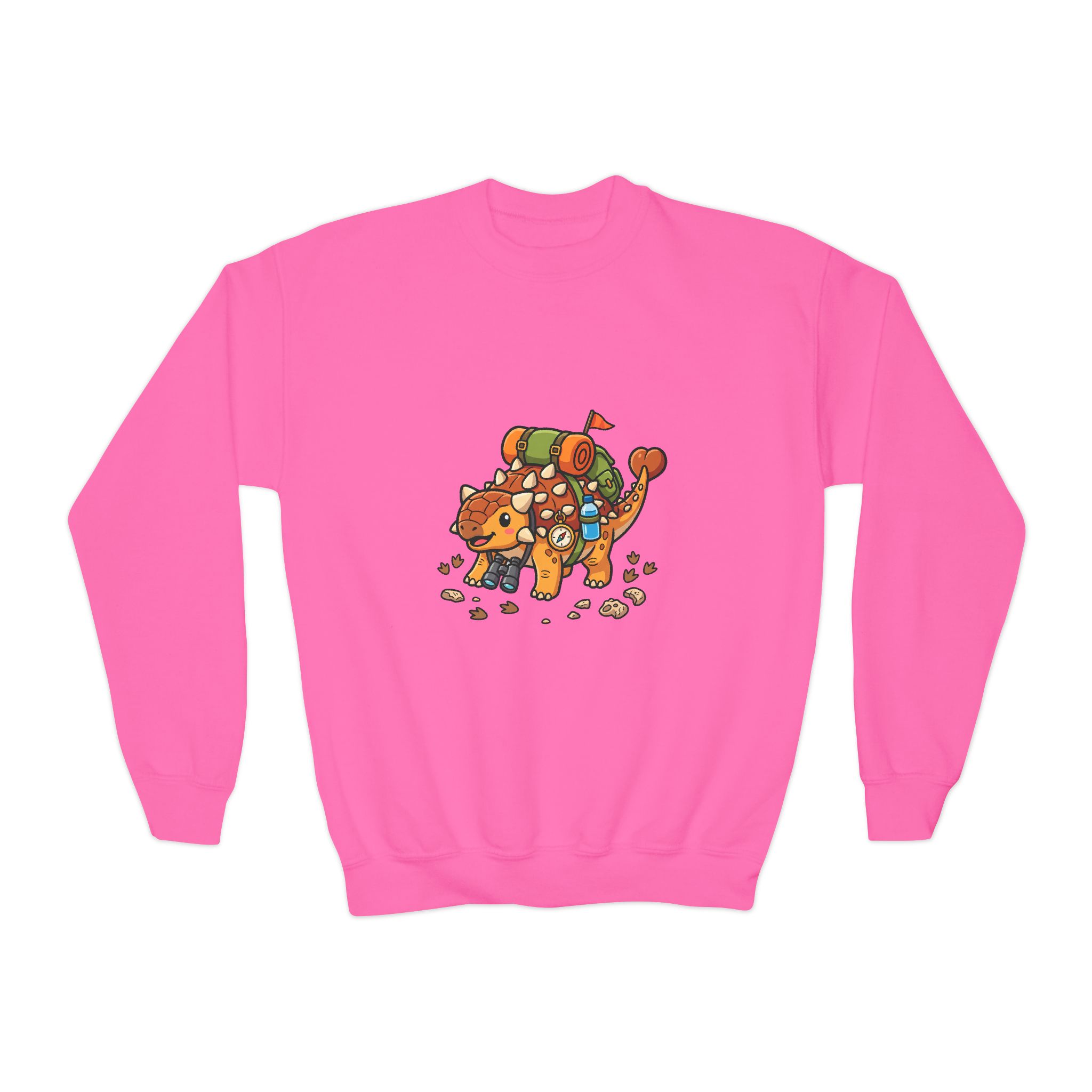 Youth Crewneck Sweatshirt — Ankylosaurus Adventure Gear Kids Pullover - Image 26