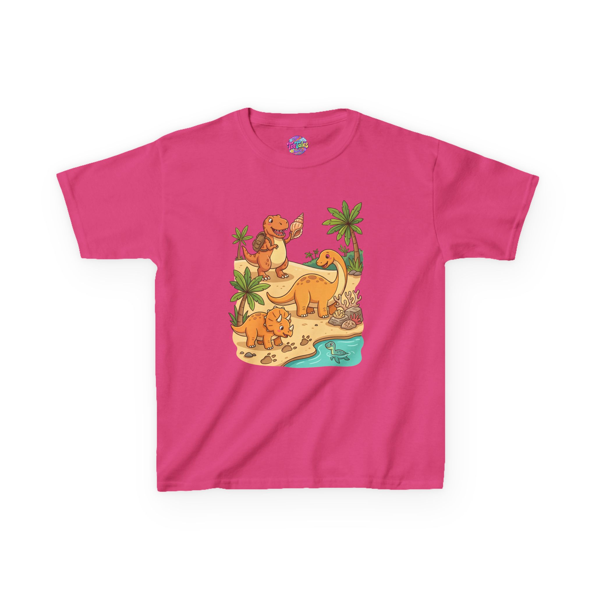 Dino Beach Expedition T‑Shirt — Cute Orange Dinosaur Scene for Toddlers - Image 8