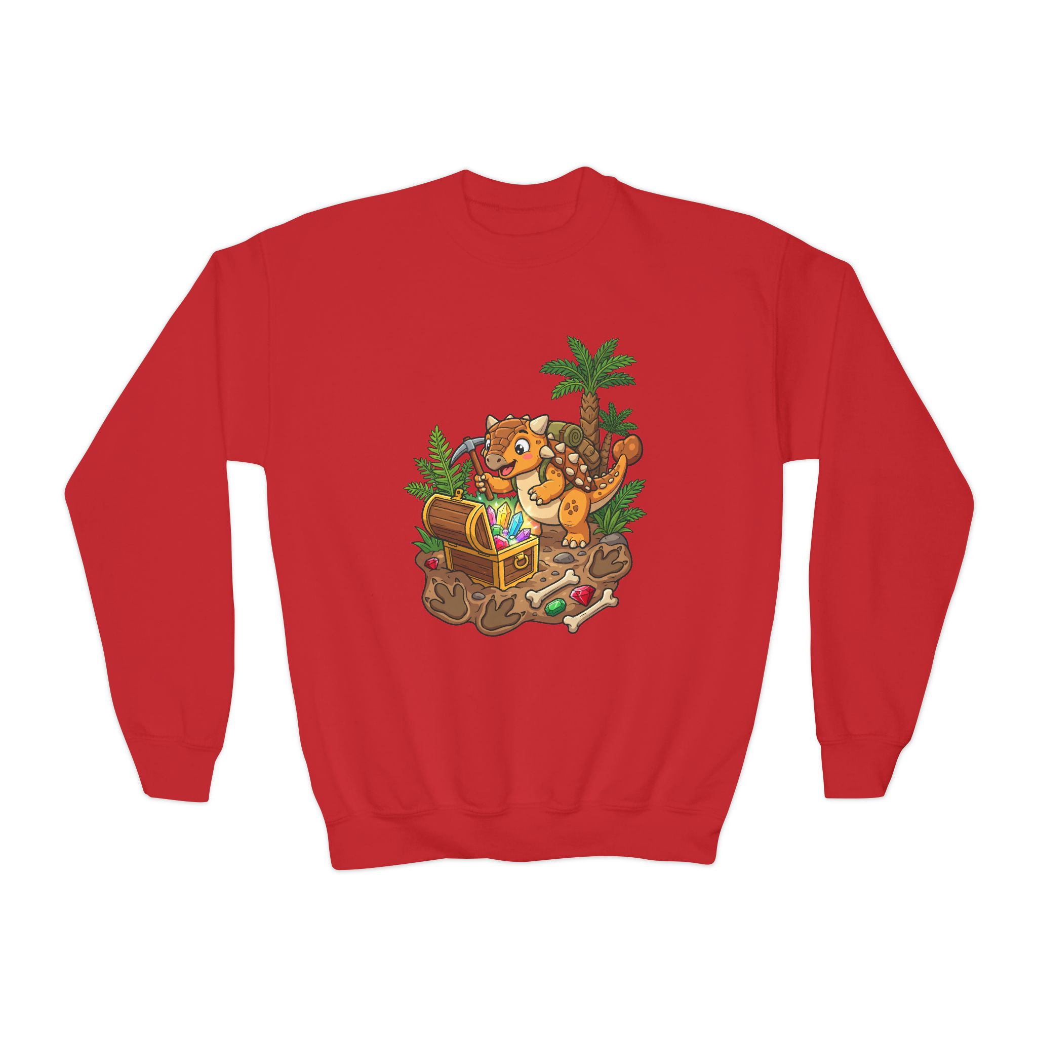 Kids Treasure Hunt Crewneck Sweatshirt — The Great Dino Treasure Hunt Graphics