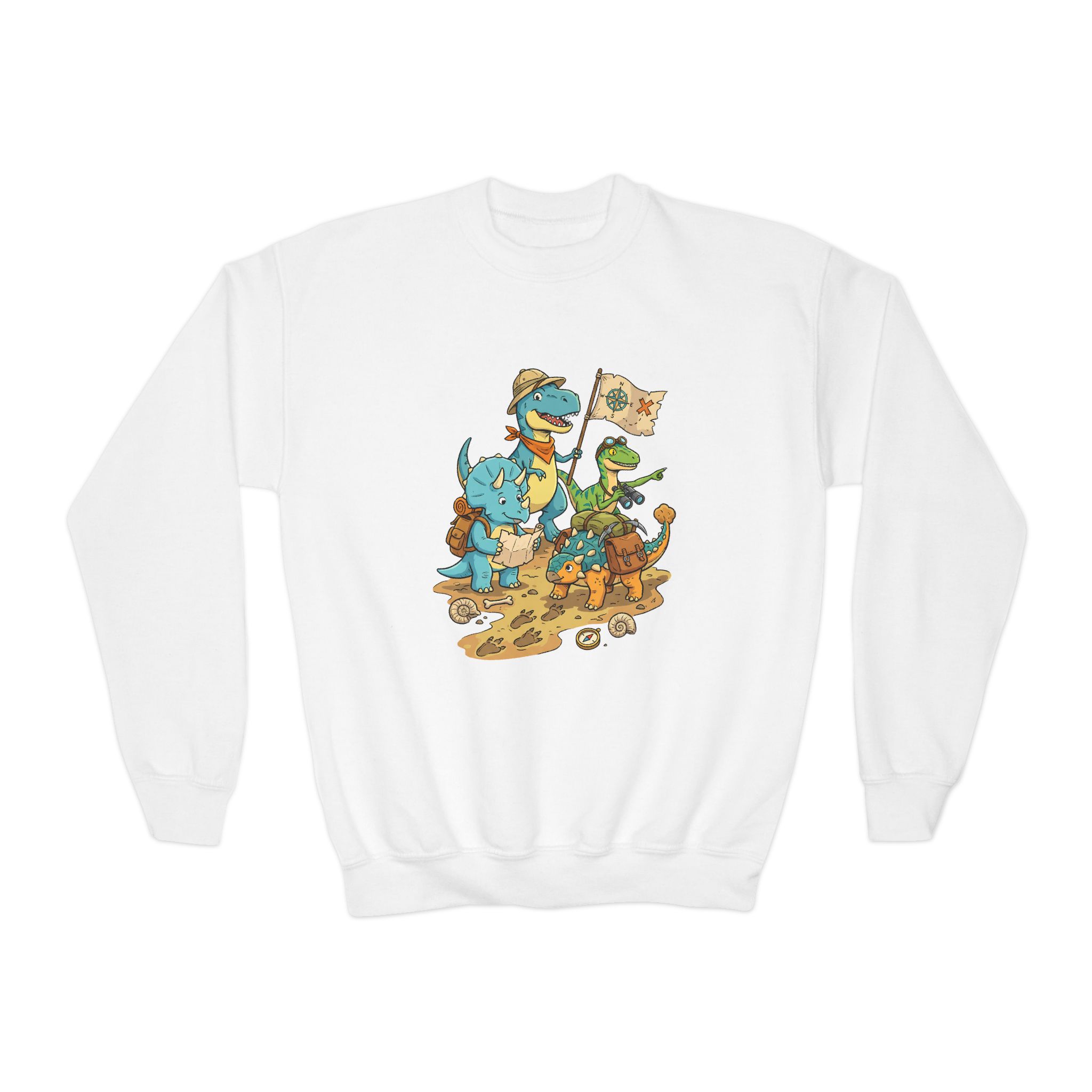 Kids' Dino Adventure Crewneck Sweatshirt – The Dino Explorer Club Graphic - Image 2