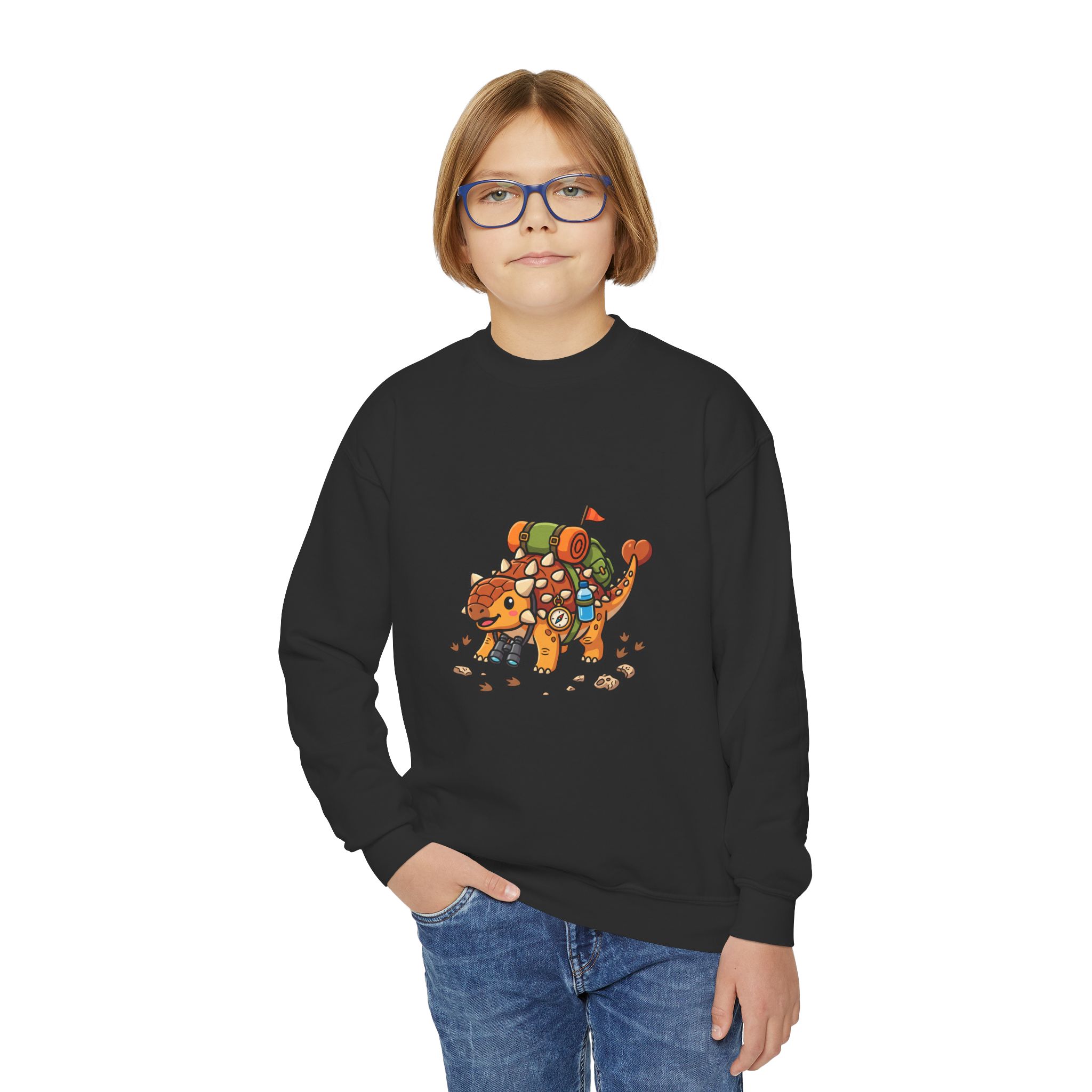 Youth Crewneck Sweatshirt — Ankylosaurus Adventure Gear Kids Pullover - Image 12