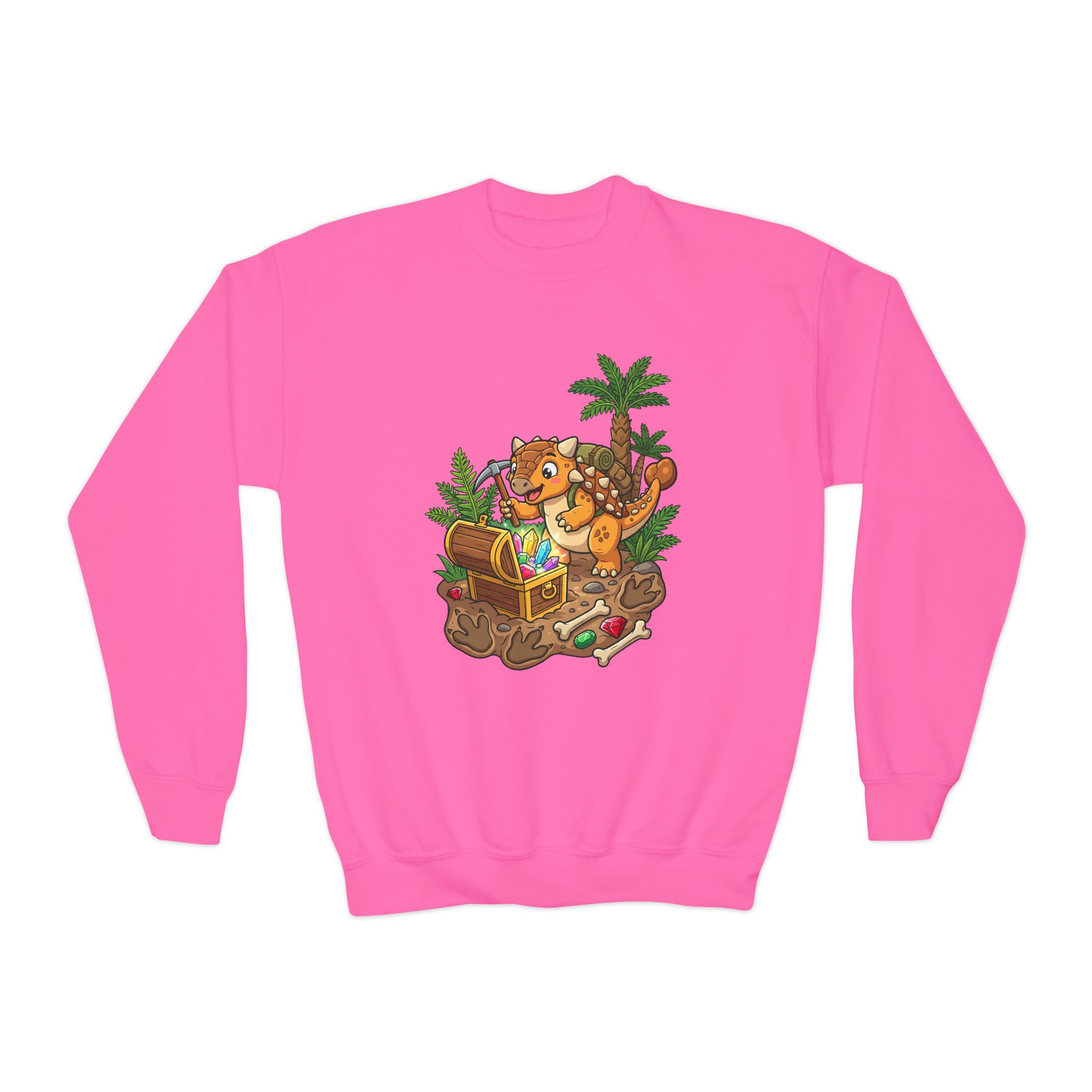 Kids Treasure Hunt Crewneck Sweatshirt — The Great Dino Treasure Hunt Graphics - Image 5