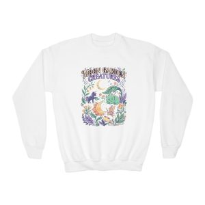 Youth Crewneck Sweatshirt — Moon Garden Creatures Graphic