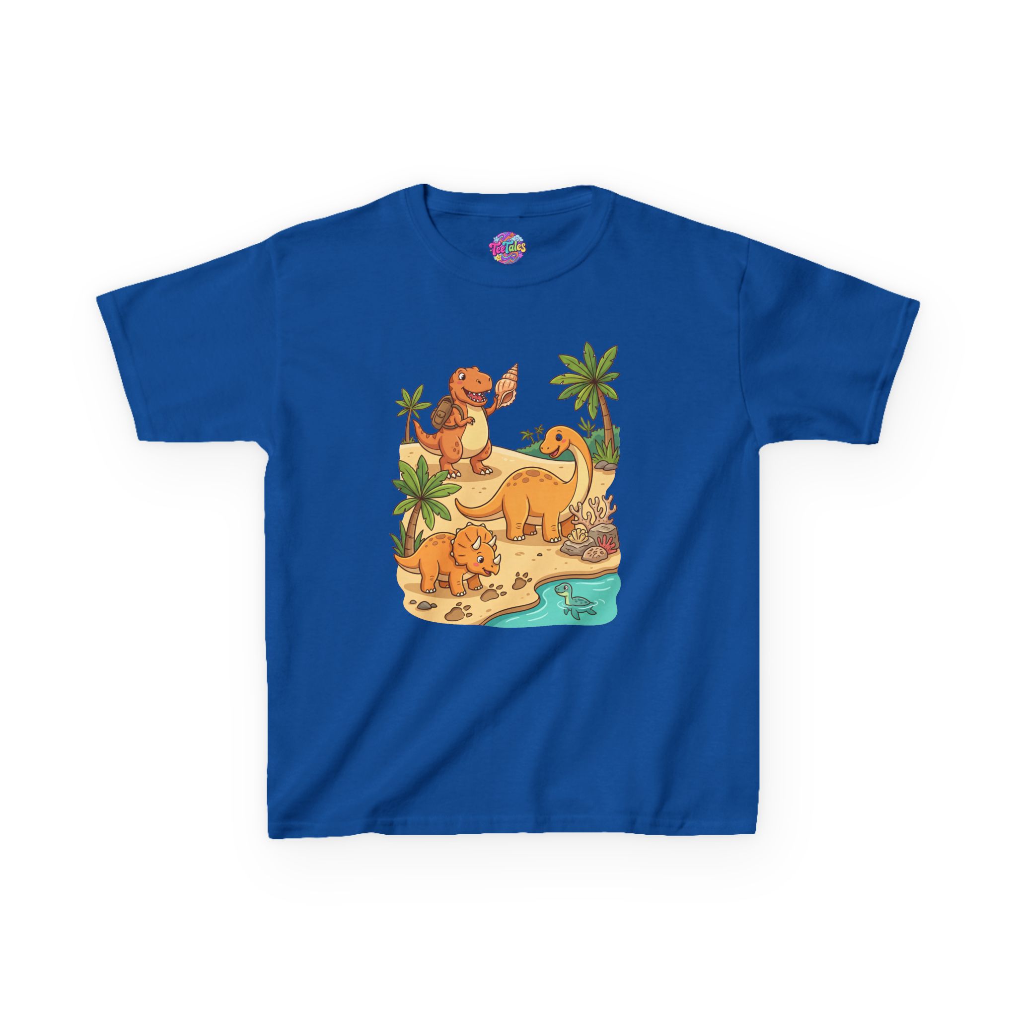 Dino Beach Expedition T‑Shirt — Cute Orange Dinosaur Scene for Toddlers - Image 6