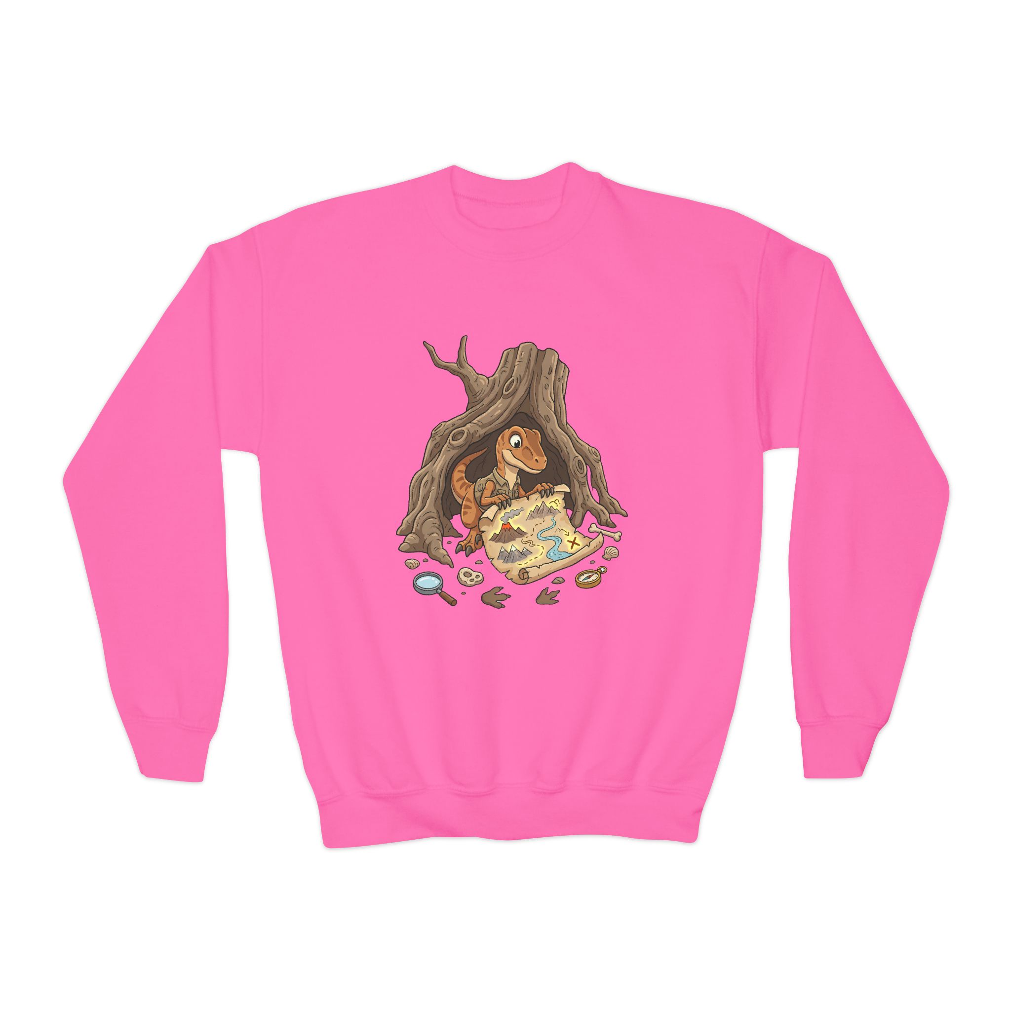 Kids Crewneck Sweatshirt — The Lost Dino Map Design